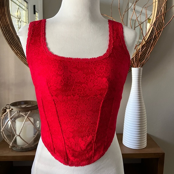 PINK Victoria's Secret Red Pepper The Cinched Corset Top VS Bra Medium - Picture 1 of 8